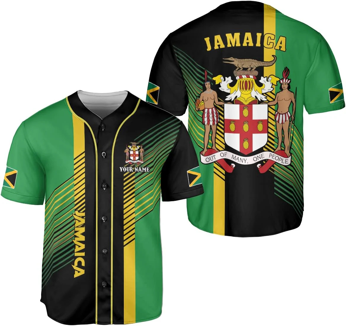 Street Fashion Jersey - ชื่อส่วนบุคคลจาเมกา ดีไซน์ลายพิมพ์ 3 มิติ แฟชั่นเสื้อเบสบอลผู้ชาย ฤดูร้อน