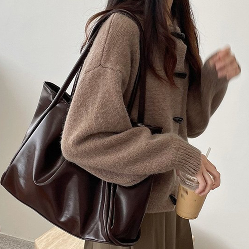 Korean Street Fashion Female - 2026 ผู้หญิงใหม่กระเป๋าสะพายวินเทจสำหรับสุภาพสตรีทำงานเดินทางกระเป๋าถือความจุขนาดใหญ่หญิงสไตล์เกาหลีสตรีทแฟชั่นกระเป๋าโท้ท
