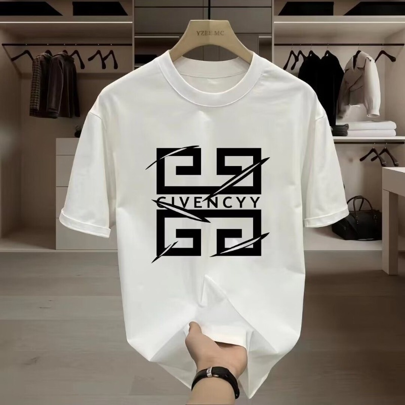 Street Fashion Logo Design - 2026 เสื้อยืดพิมพ์ลายโลโก้แบรนด์ GIVENCY สำหรับผู้ชาย เสื้อยืดแขนสั้น แฟชั่นแนวสตรีท