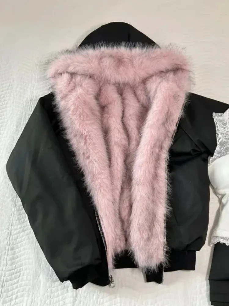 Korean Street Fashion Female - อเมริกันวินเทจผู้หญิงขนสัตว์ Patchwork Coat ฤดูหนาว High Street