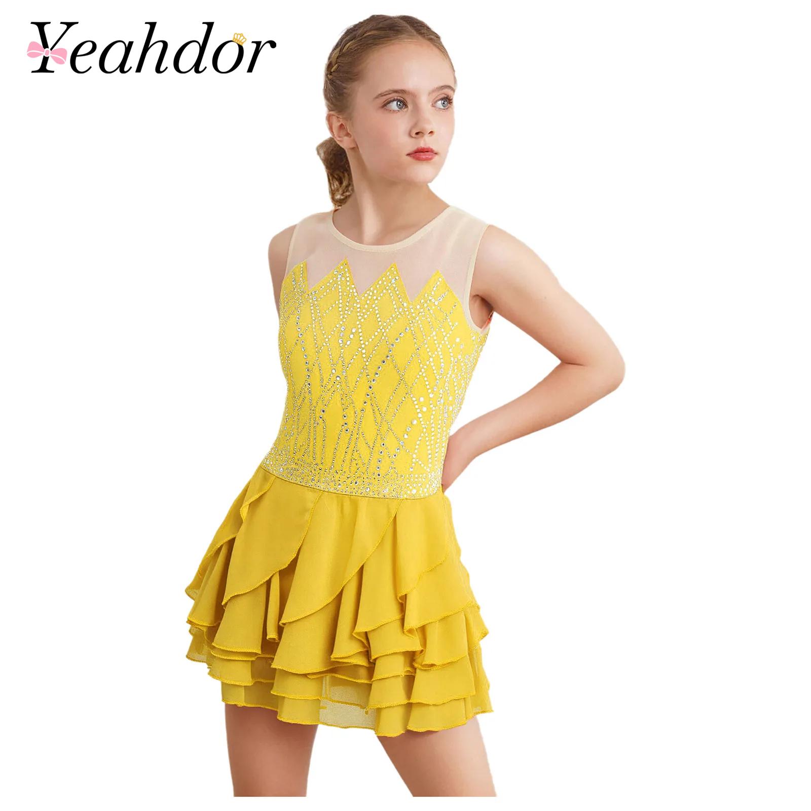 Street Fashion Kids - สาวตาข่ายสเก็ตลีลาชุดเต้นรํา Leotards เด็กเครื่องแต่งกายบัลเล่ต์ Rhinestone จังหวะยิมนาสติก Ballerina