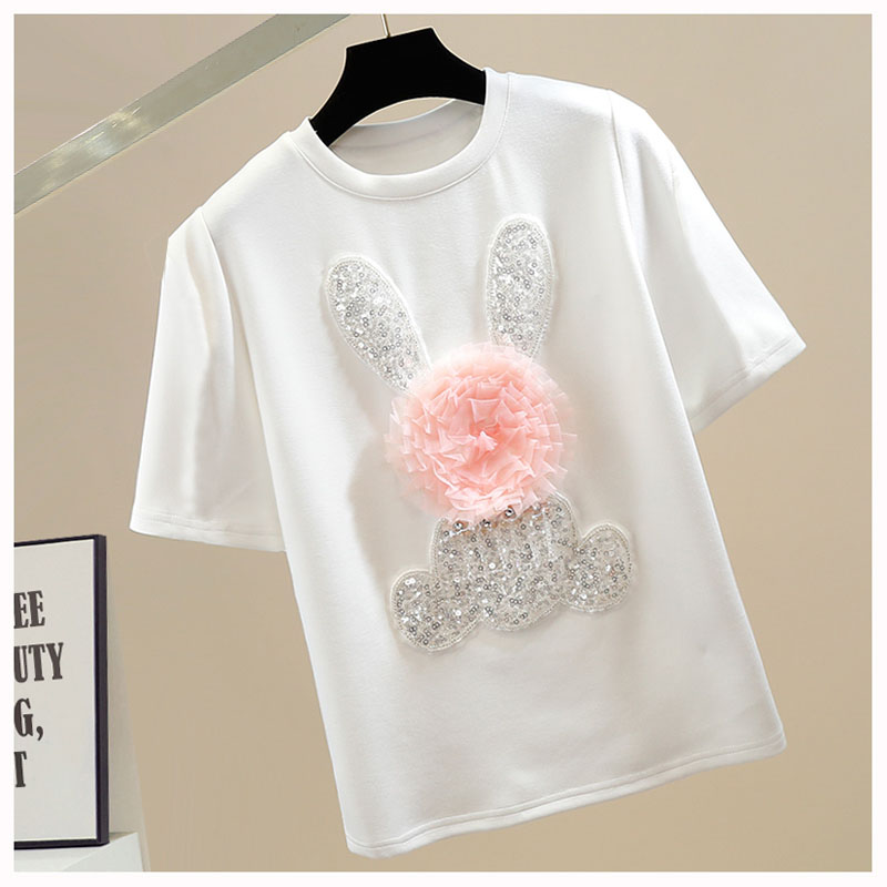 เสื้อยืดแขนสั้นประดับเลื่อมรูป - Street Fashion Shanghai บทวิจารณ์และราคา