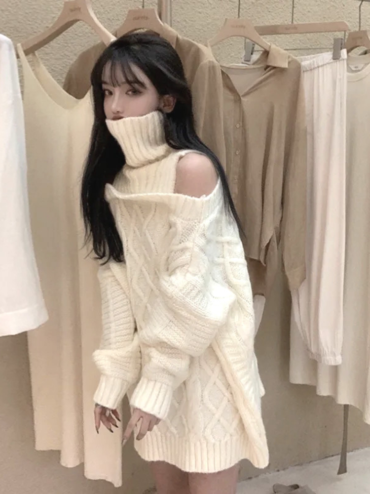 เสื้อสเวตเตอร์ถักคอเต่าผู้หญิง - Korean Street Fashion Female บทวิจารณ์และราคา