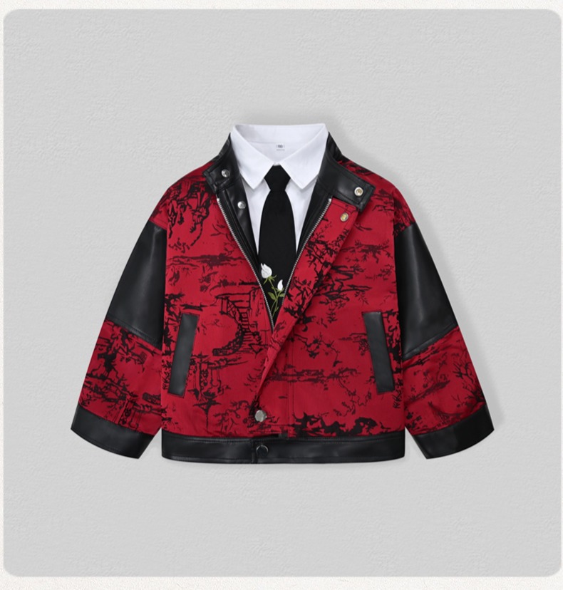 เสื้อแจ็คเก็ตหนัง PU ปักลายมอเ - Street Fashion Kids บทวิจารณ์และราคา