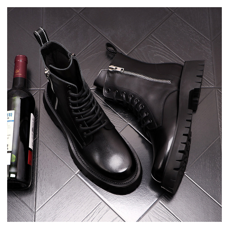 รองเท้าบูทหนังแท้แฟชั่นหรูสำหร - Street Fashion Brand บทวิจารณ์และราคา