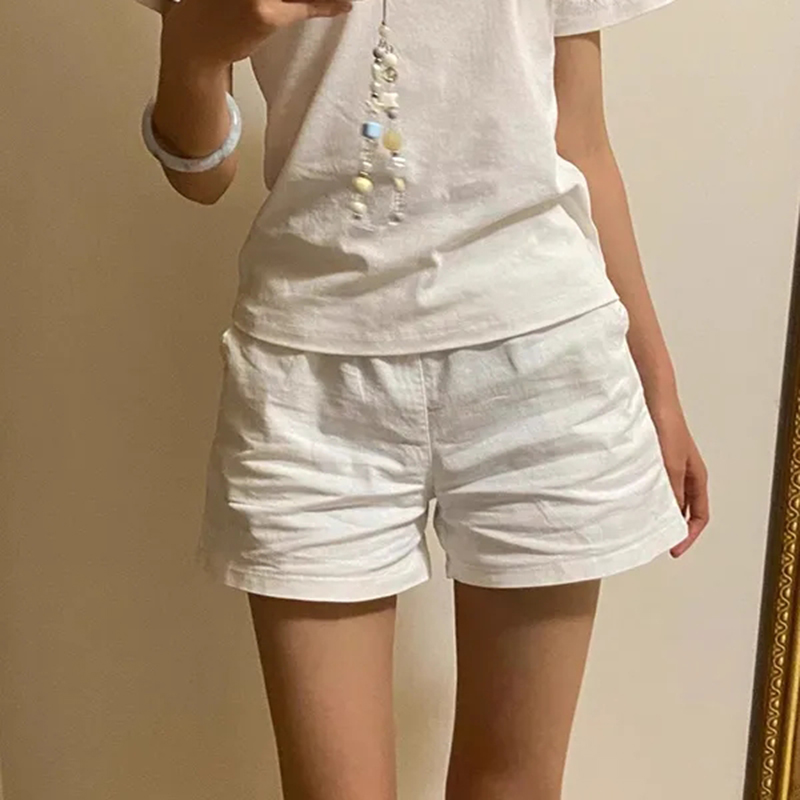กางเกงขาสั้นผ้าฝ้ายเอวสูงผู้หญ - Korean Street Fashion Female บทวิจารณ์และราคา