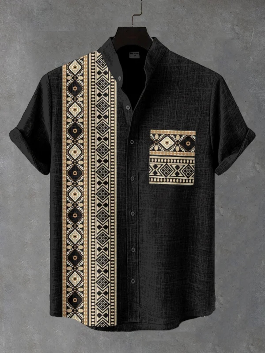 เสื้อเชิ้ตแขนสั้นสไตล์ชนเผ่าแน - Street Fashion Shanghai บทวิจารณ์และราคา