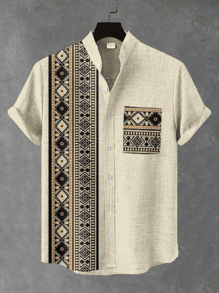 เสื้อเชิ้ตแขนสั้นสไตล์ชนเผ่าแน - Street Fashion Shanghai บทวิจารณ์และราคา
