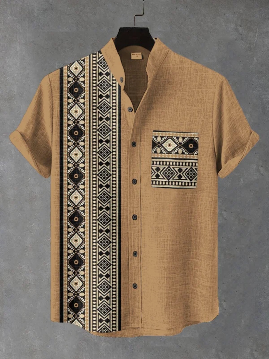 เสื้อเชิ้ตแขนสั้นสไตล์ชนเผ่าแน - Street Fashion Shanghai บทวิจารณ์และราคา