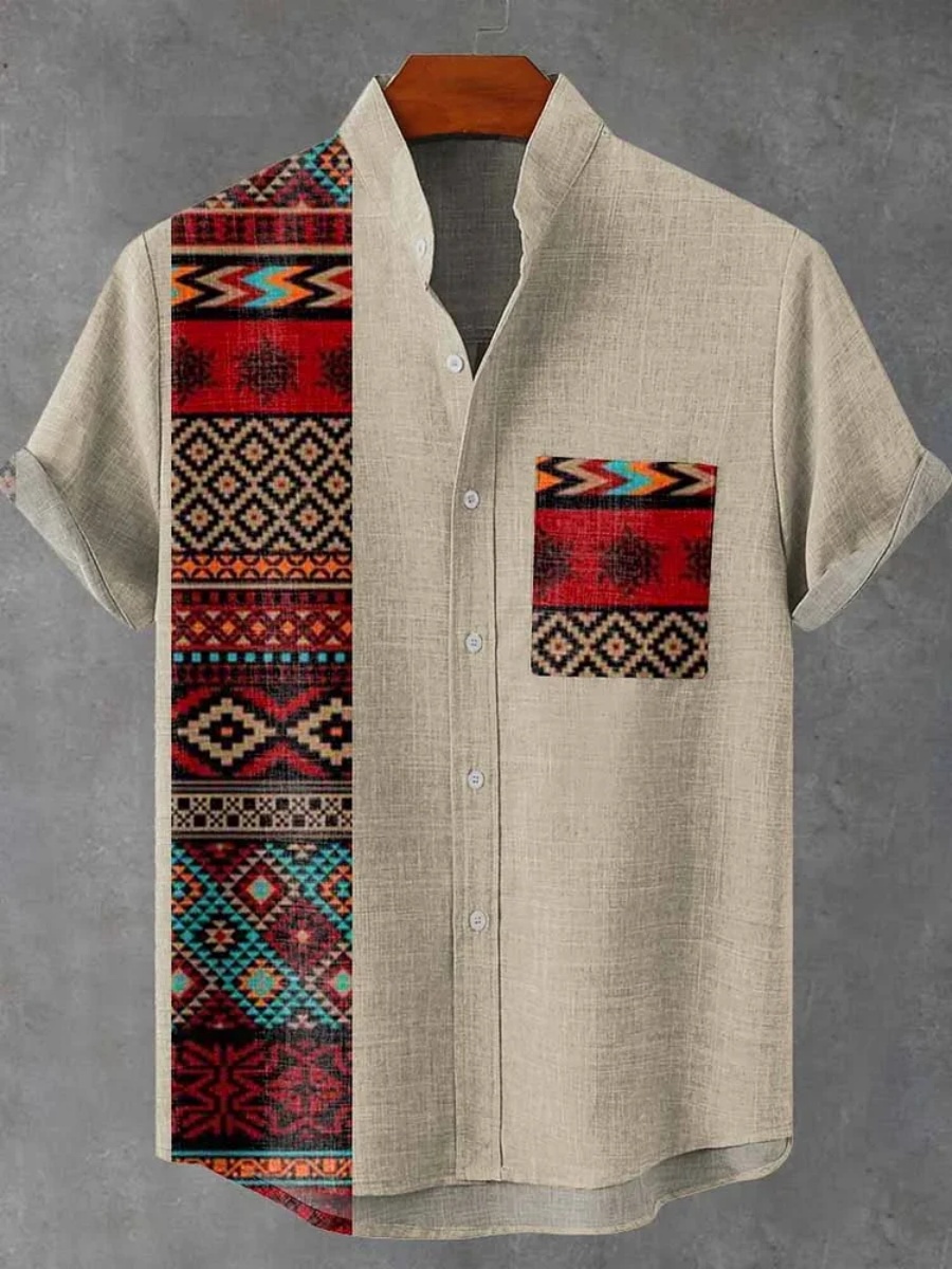 เสื้อเชิ้ตแขนสั้นสไตล์ชนเผ่าแน - Street Fashion Shanghai บทวิจารณ์และราคา