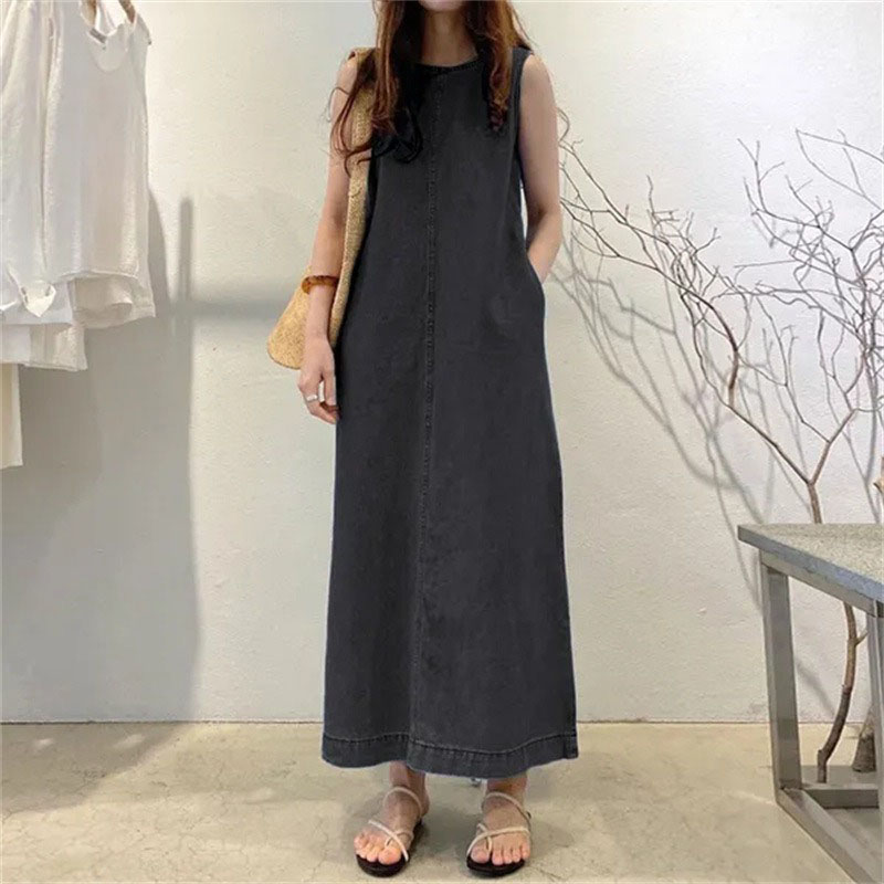 ชุดเดรสยาวแฟชั่นคอกลมแขนกุดกระ - Street Fashion Shanghai บทวิจารณ์และราคา