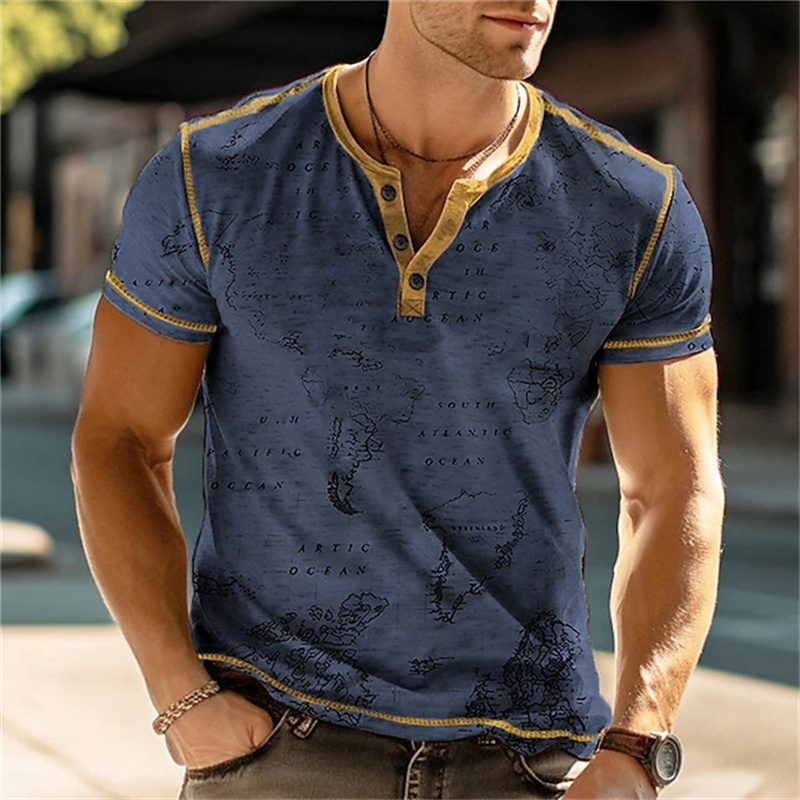 เสื้อเชิ้ตเฮนรี่ผู้ชาย ลายพิมพ - Street Fashion Clothes บทวิจารณ์และราคา