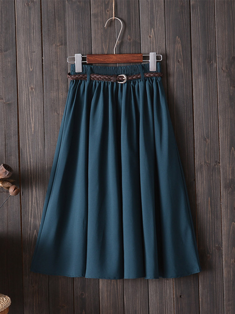 Midiเข่าความยาวกระโปรงฤดูร้อนผ - Korean Street Fashion Female บทวิจารณ์และราคา