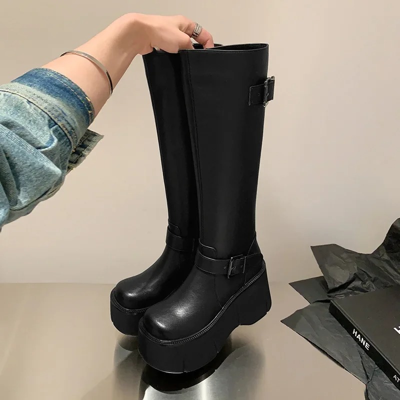 รองเท้าบูทผู้หญิงแบบคลาสสิกสีด - Street Fashion Style Youtube บทวิจารณ์และราคา
